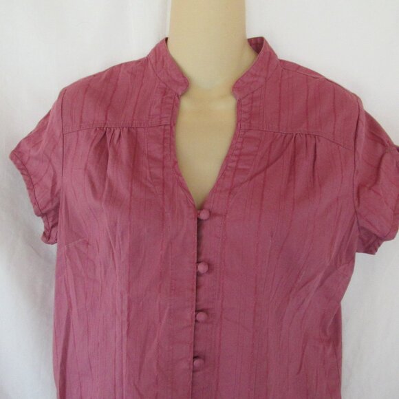 a.n.a. A New Approach top PM purple button front cap sleeves - Picture 2 of 5